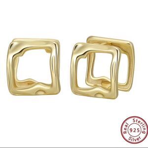 ENA 925 14k over Sterling Silver Cube Shaped Cuff Earrings